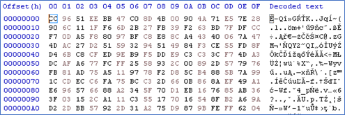 Figure 25 (Partial output from hex editor)